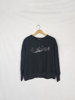 Women's Medium Hard Rock Cafe Black Sequin Script Pullover Sweater